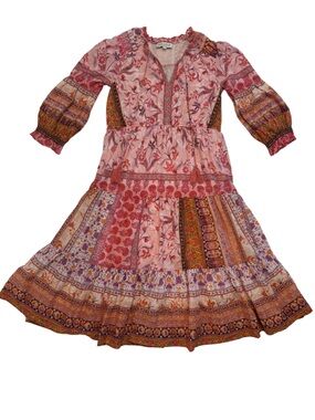 Hale Bob Boho Mixed Print Boho Midi Maxi Dress | Size L | Like New